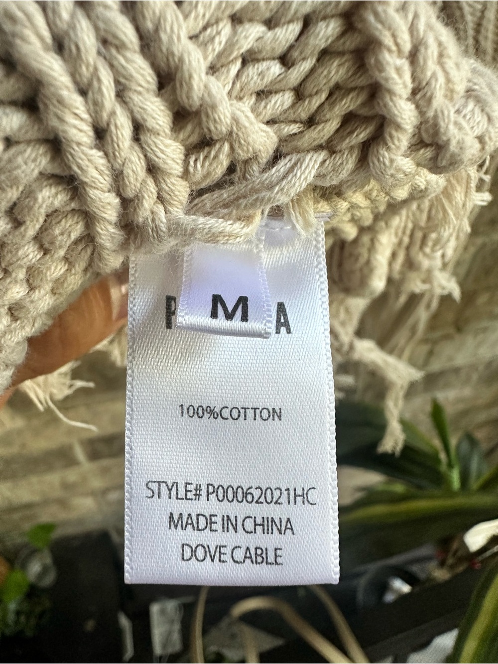 pistola Cream 100% Cotton Chunky Cable-Knit Distressed Hem Crew Sweater Medium - Picture 6 of 9